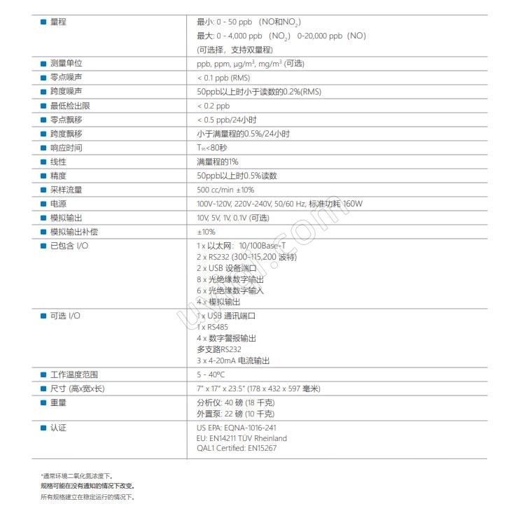美國(guó)TeledyneAPI光解法真實(shí)NO2/NO/NOx分析儀含氮化合物測(cè)量?jī)xT200P