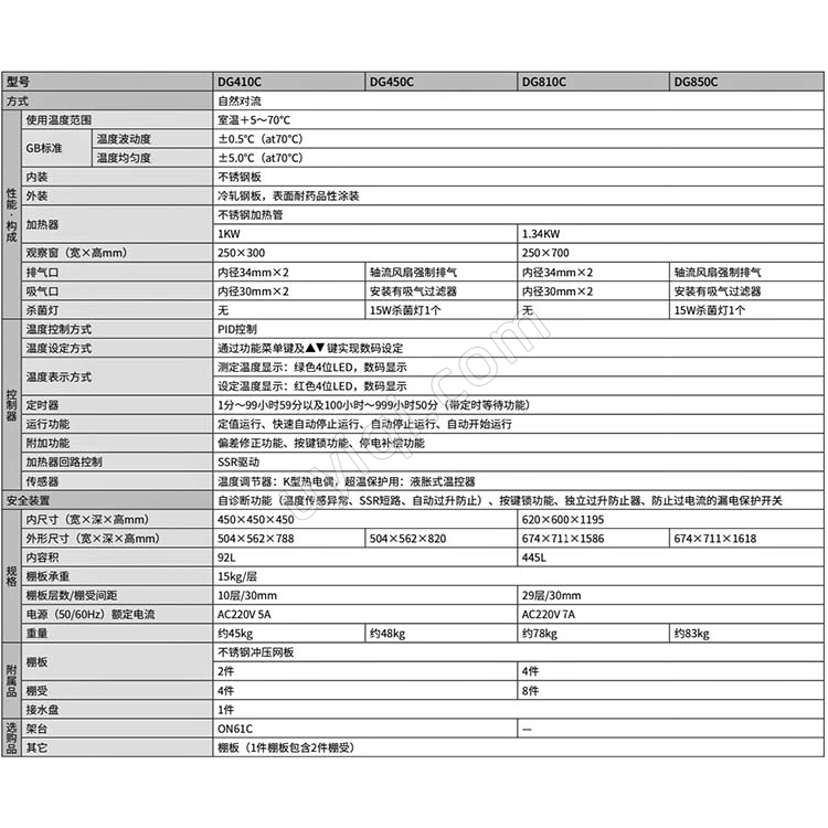 雅馬拓器具干燥箱DG410C/450C/810C/850C