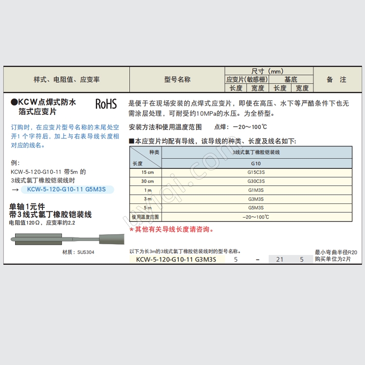 KCW-5-120-G10-11點(diǎn)焊式防水箔式應(yīng)變片日本KYOWA