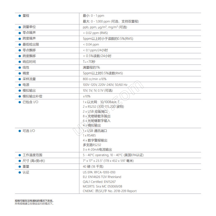 美國(guó)TeledyneAPI氣體濾光相關(guān)法一氧化碳分析儀T300