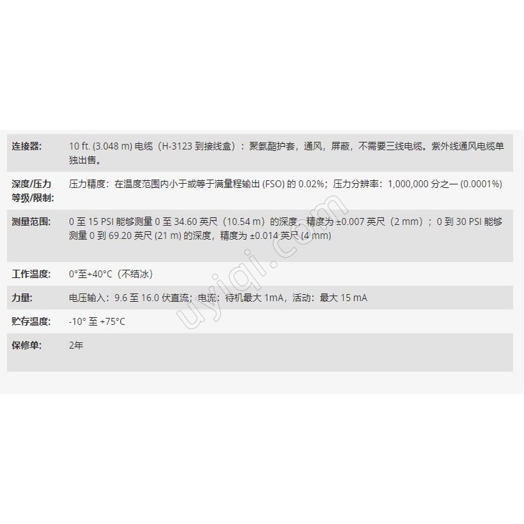 美國YSI潛入式壓力傳感器WaterLOG