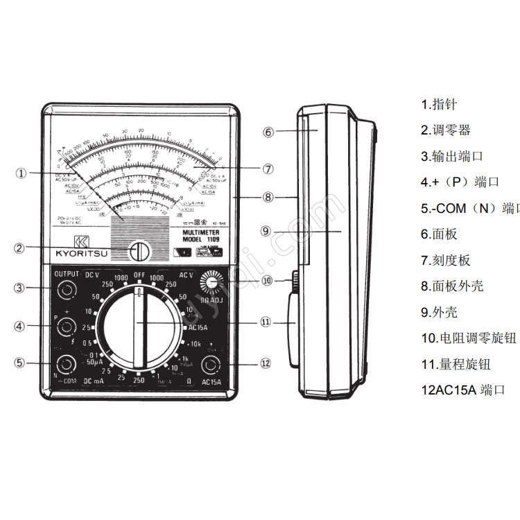日本KYORITSU克列茨指針式萬用表KEW 1109S