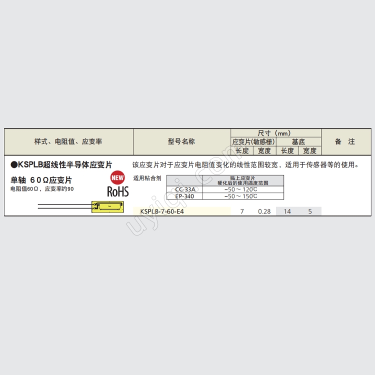 KSPLB-7-60-E4超直線型半導(dǎo)體應(yīng)變片日本KYOWA